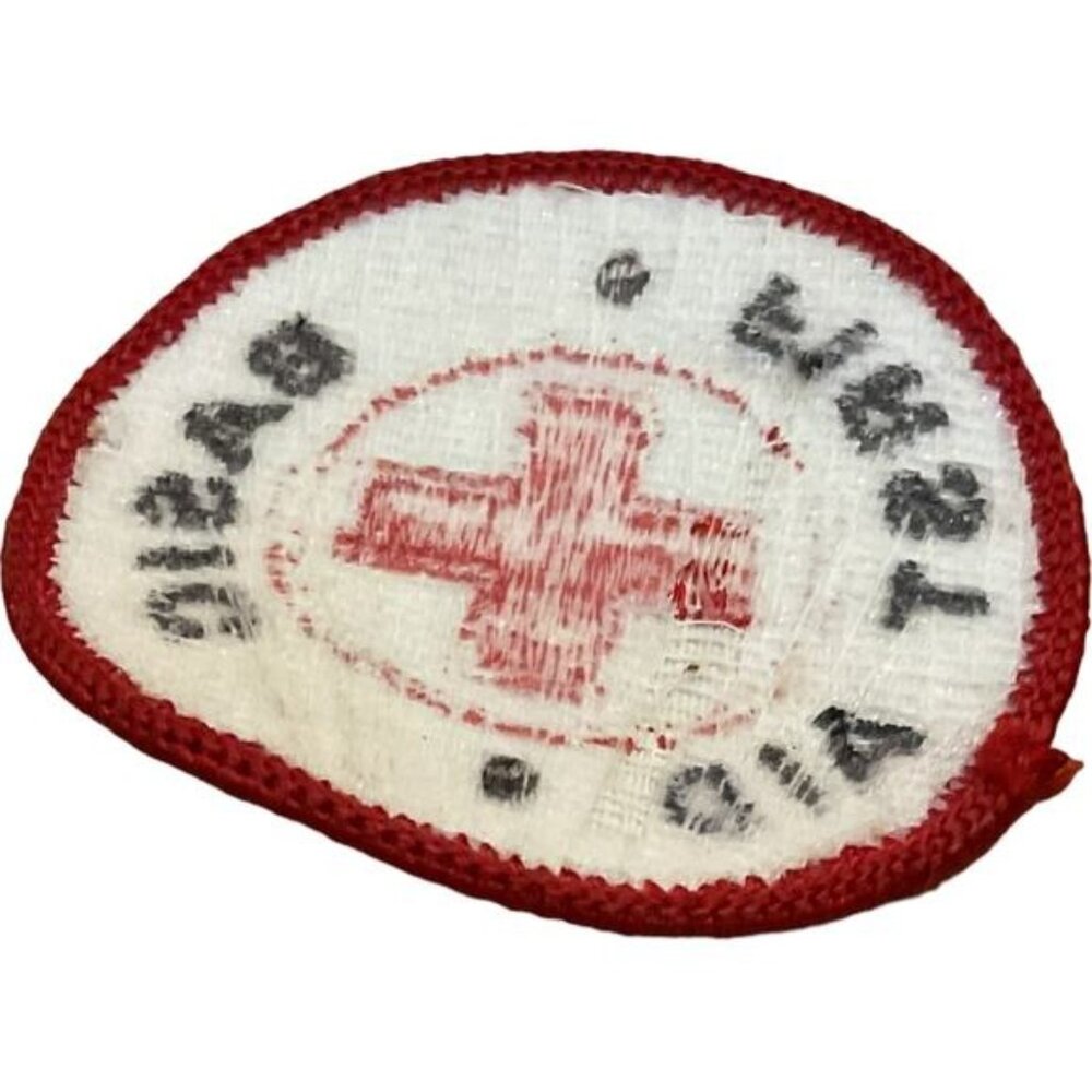 Vintage Basic First Aid Patch Red Cross Embroider… - image 4